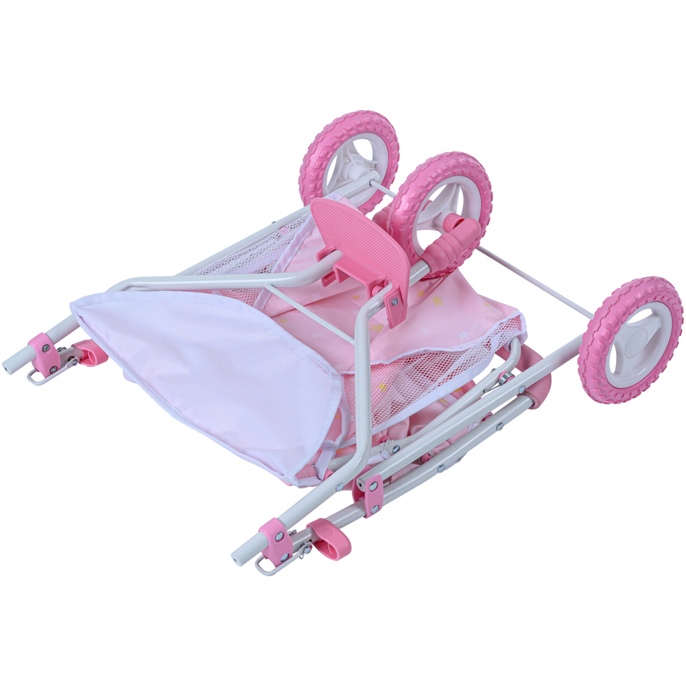 Teamson Kids Olivia's Little World Twinkle Stars Pink Twin Baby Doll Stroller Image 4