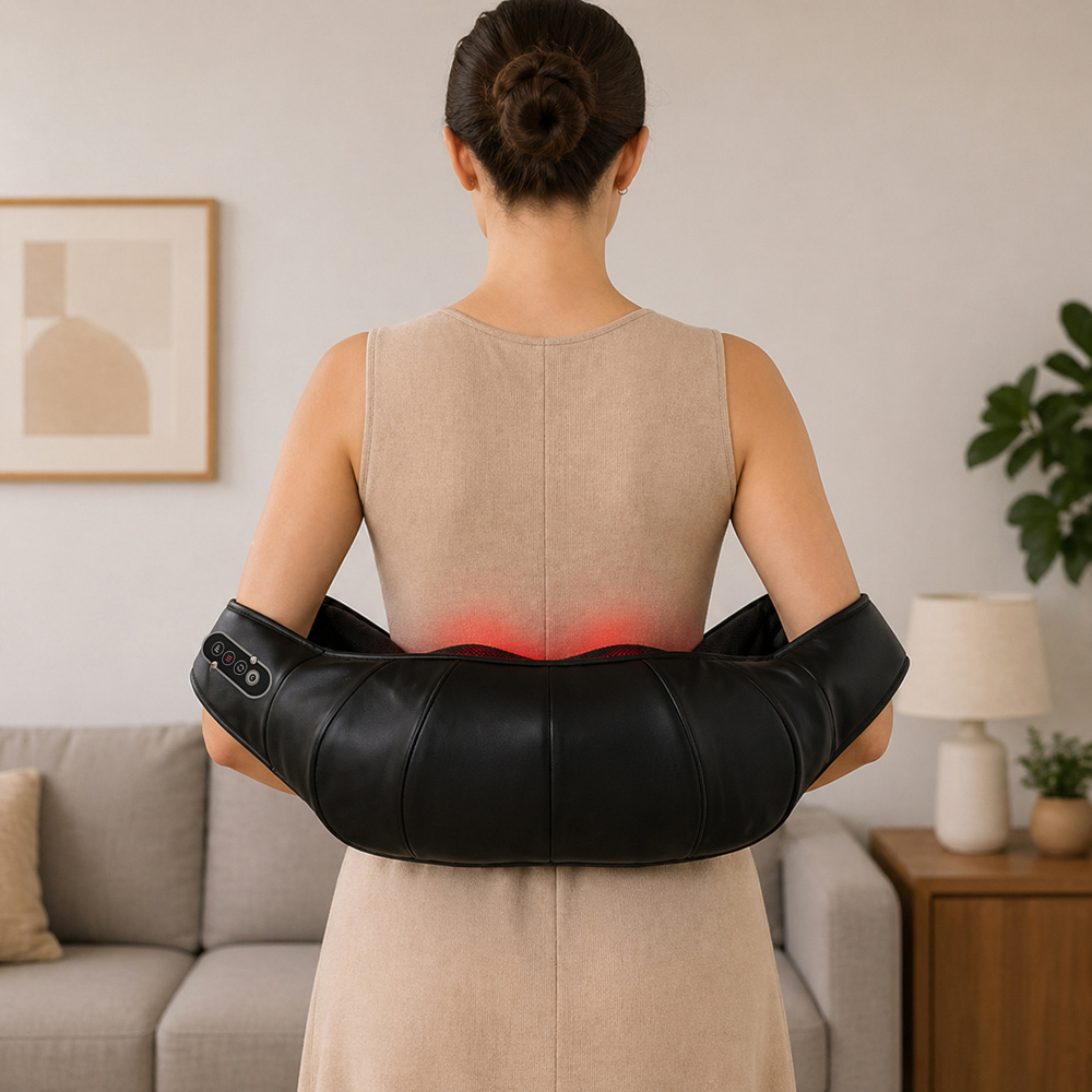 HOMCOM Black Shiatsu Neck Massager with Heat and 3D Deep Tissue Kneading Image 7