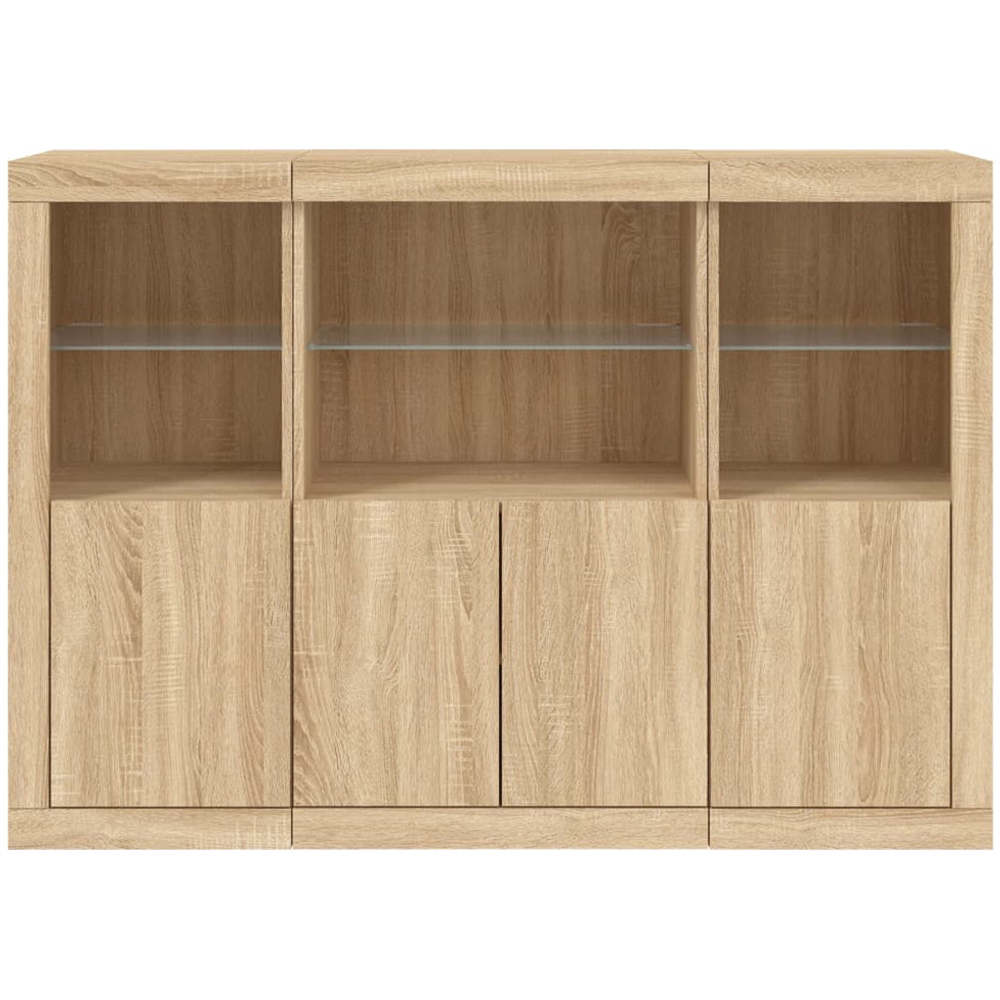 vidaXL 4 Door 6 Shelf Sonoma Oak LED Sideboard 3 Piece Image 4