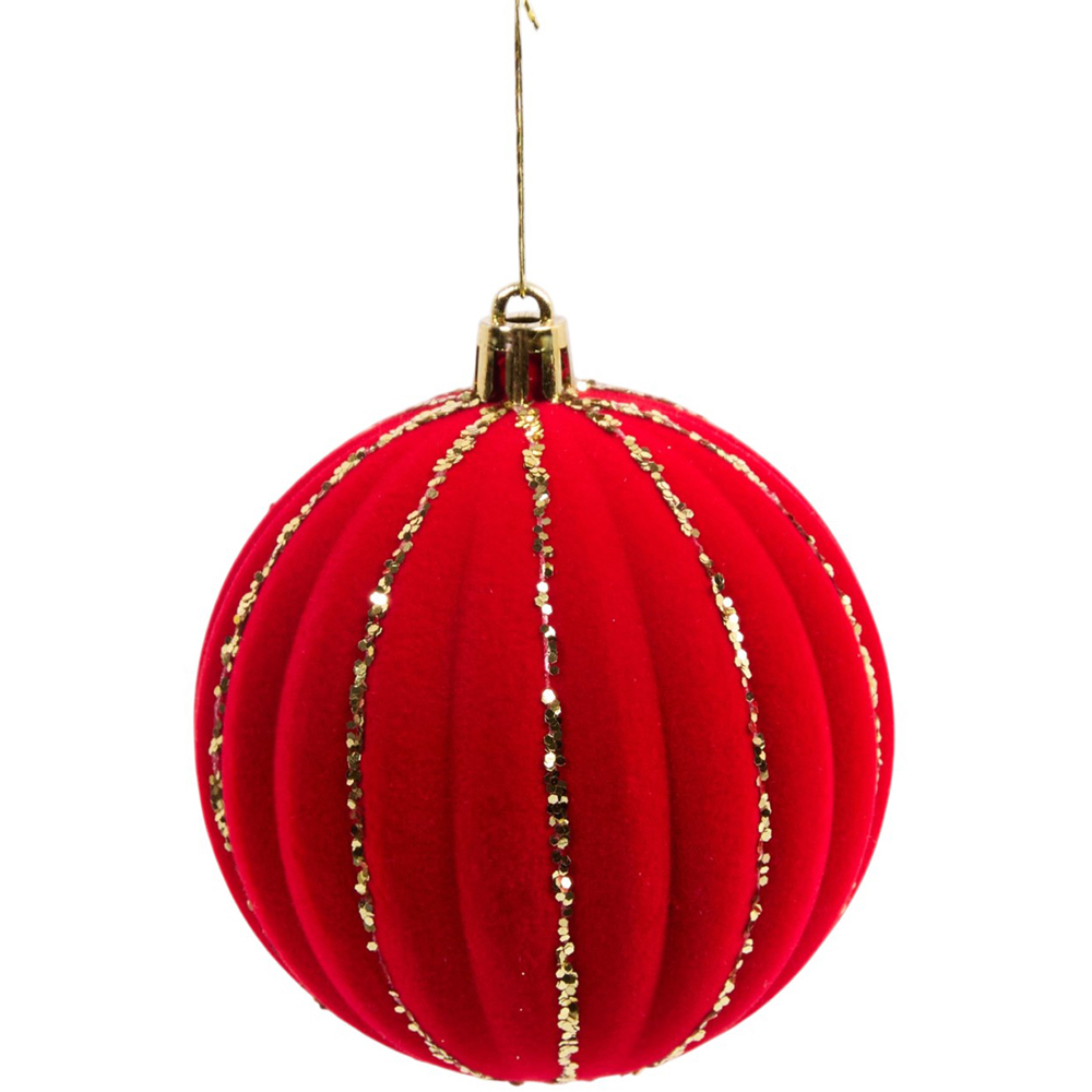Pack of 4 Flocked Glitter Baubles Image 3