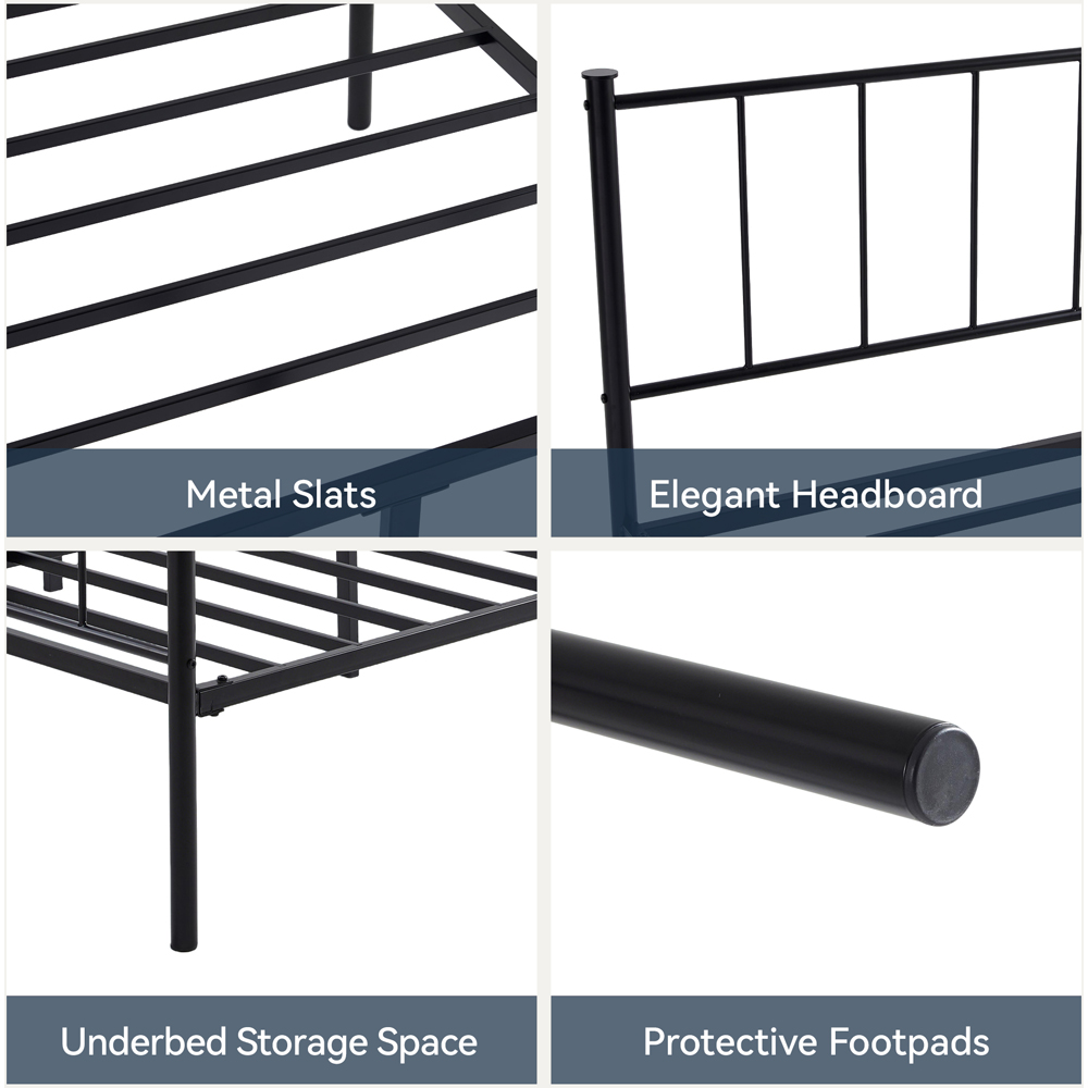 Brooklyn Finn Double Black Metal Bed Frame with Headboard and Footboard Image 5