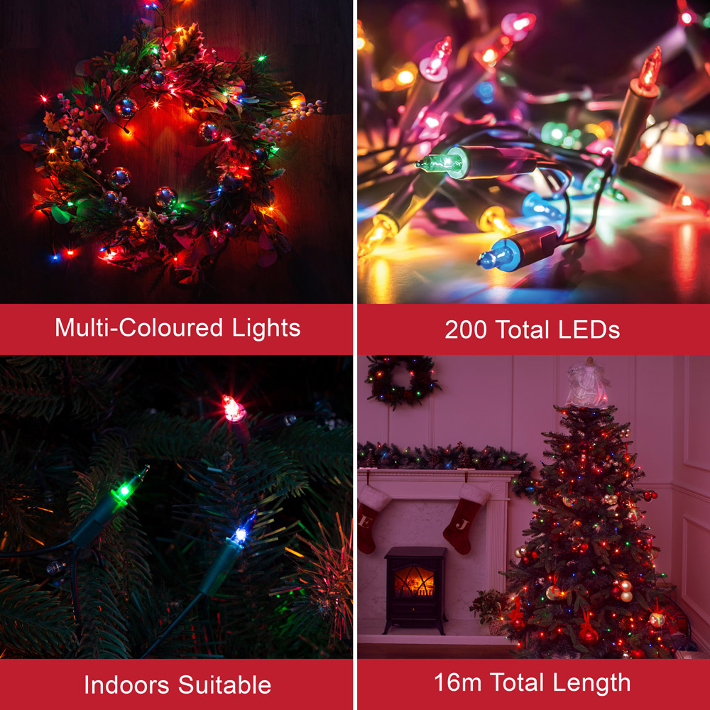 The Christmas Workshop 200 Multicolour Shadeless Fairy Light Image 7