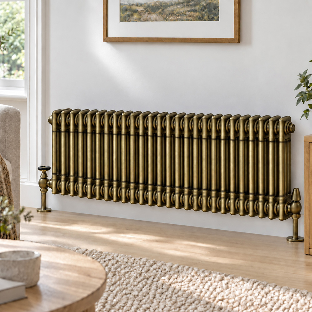 Go Bathrooms Clarence Antique Brass 3 Column 26 Section Radiator 400 x 1190mm Image 2