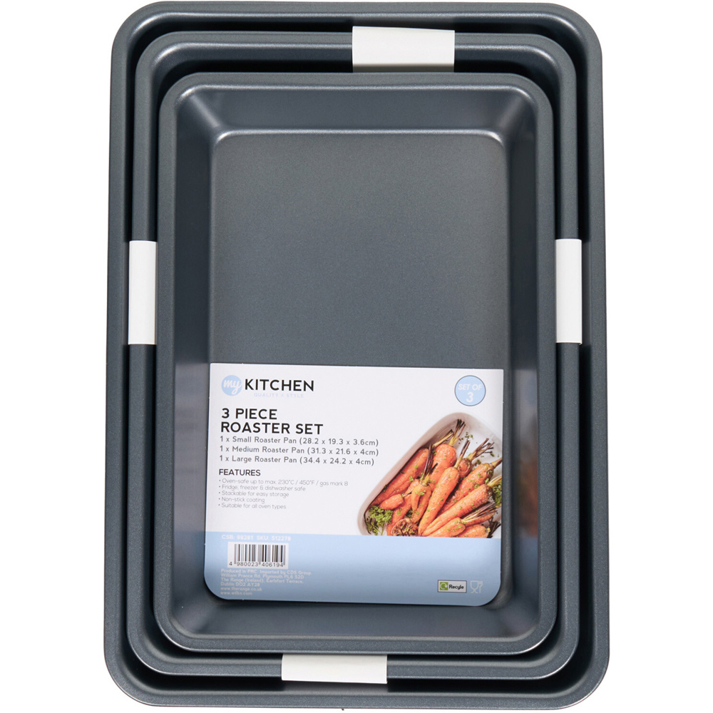 3 Piece My Kitchen Roaster Set Dark Grey Image 3