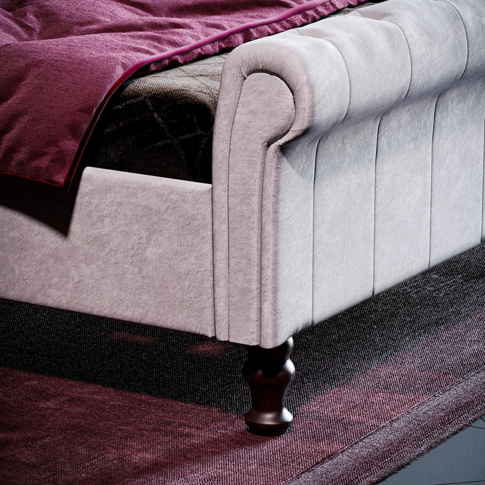 Vida Designs Violetta Double Light Grey Velvet Bed Frame Image 4