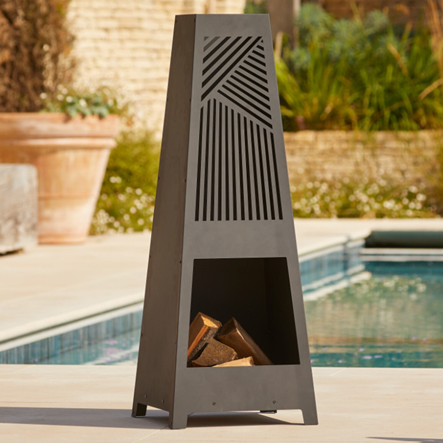 Essentials Modern Chimenea Black Image 3