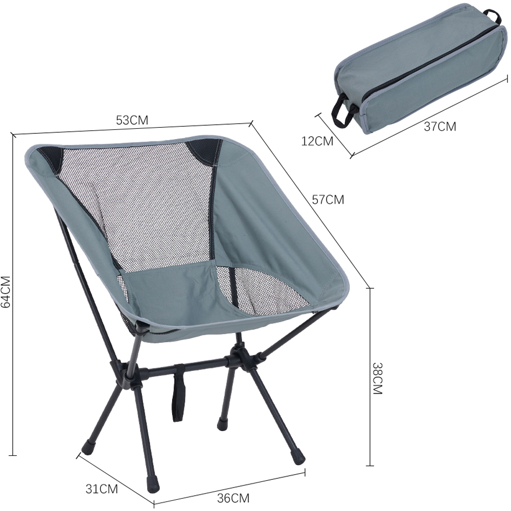 Living and Home Grey Breathable Mesh Foldable Camping Chair Image 8