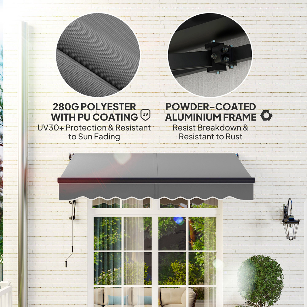 Outsunny 2.5 x 2m Dark Grey Electric Retractable Awning Image 5
