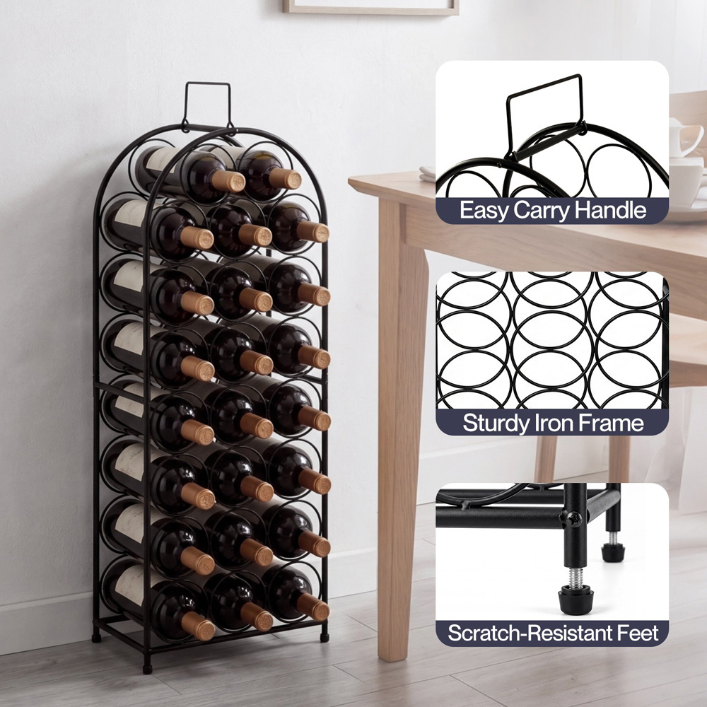 Levede Black 23 Bottles Freestanding Wine Rack Image 6