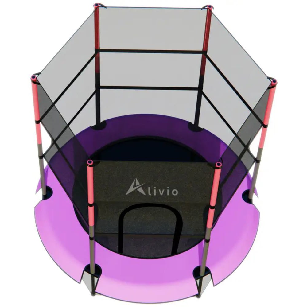Alivio Kids Red Trampoline with Safety Enclosure Net Image 1