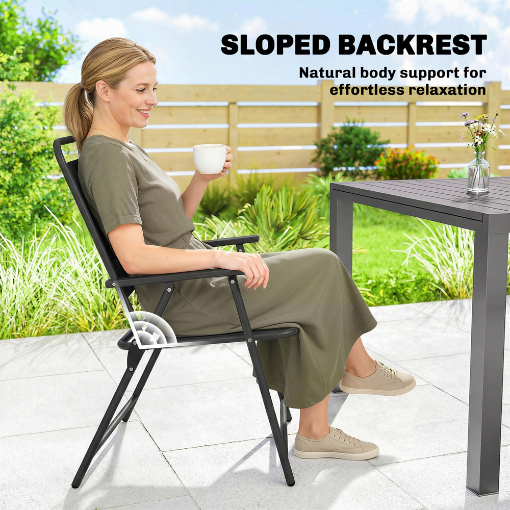 Outsunny Set of 4 Black Plastic Foldable Garden Chair Image 5