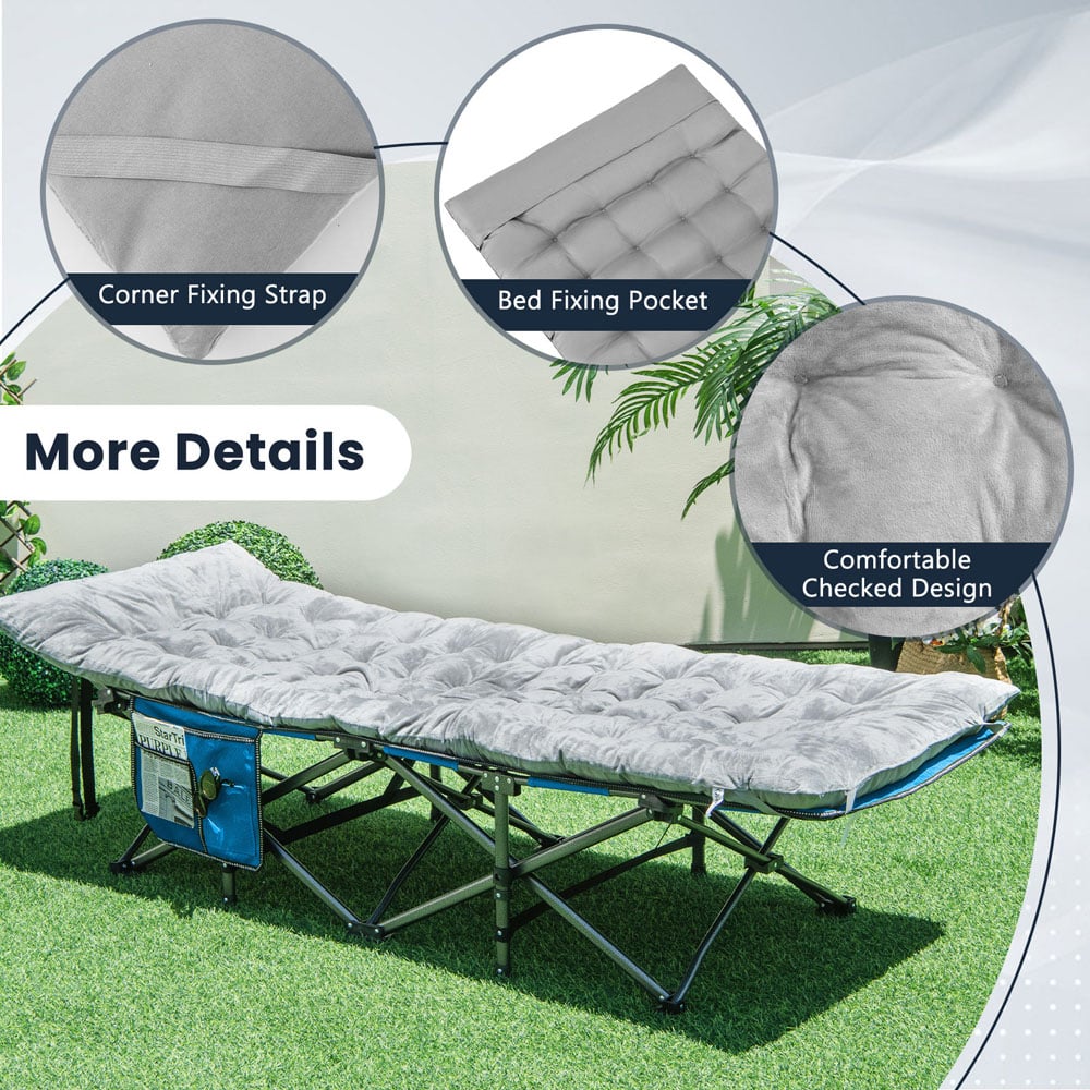 Costway Grey Crystal Velvet Outdoor Camping Mattress Image 6