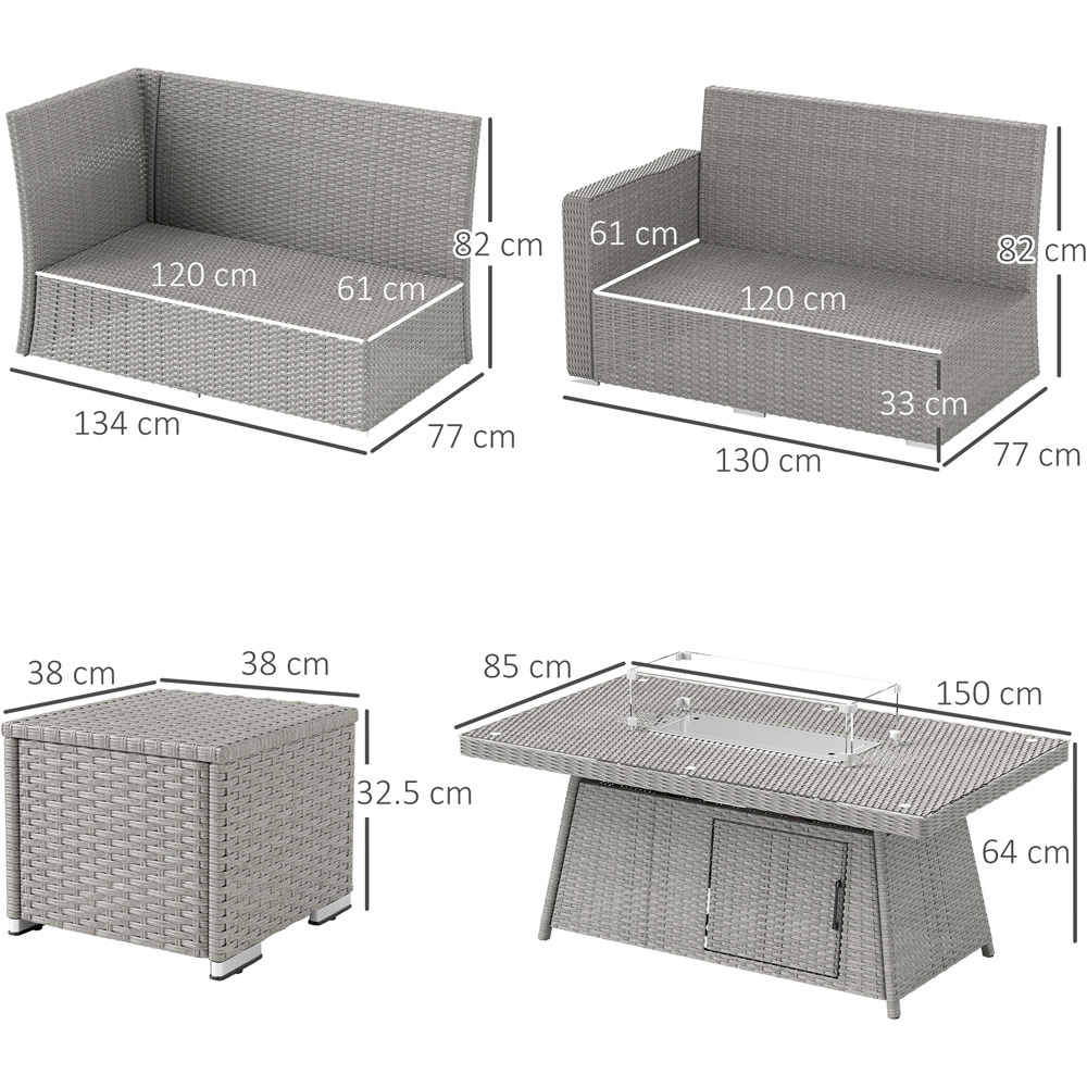 Outsunny 7 Piece Rattan Garden Furniture Set with Gas Fire Pit Table Image 7