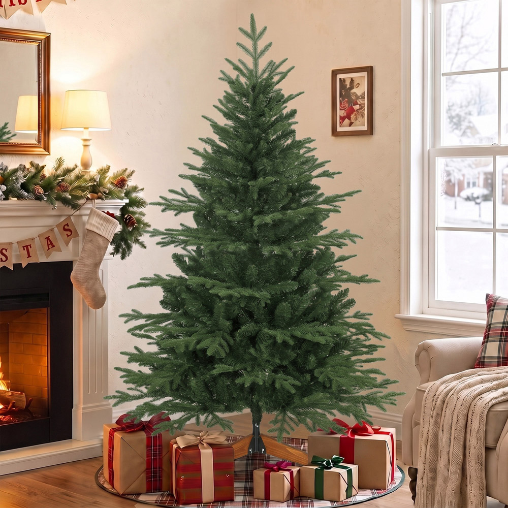 HOMCOM Green Artificial Christmas Tree with 1524 Branch Tips and Solid Pine Wood Stand 5ft Image 7