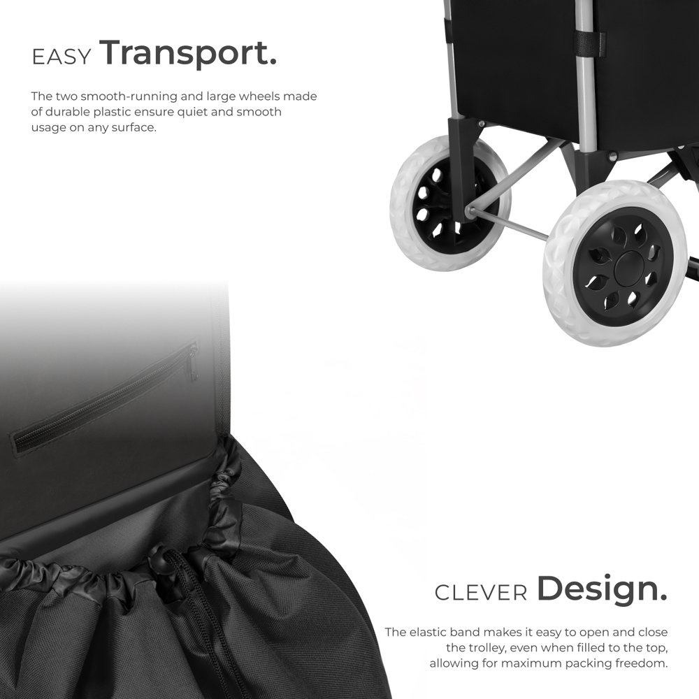 tectake Black Folding Shopping Trolley Image 4