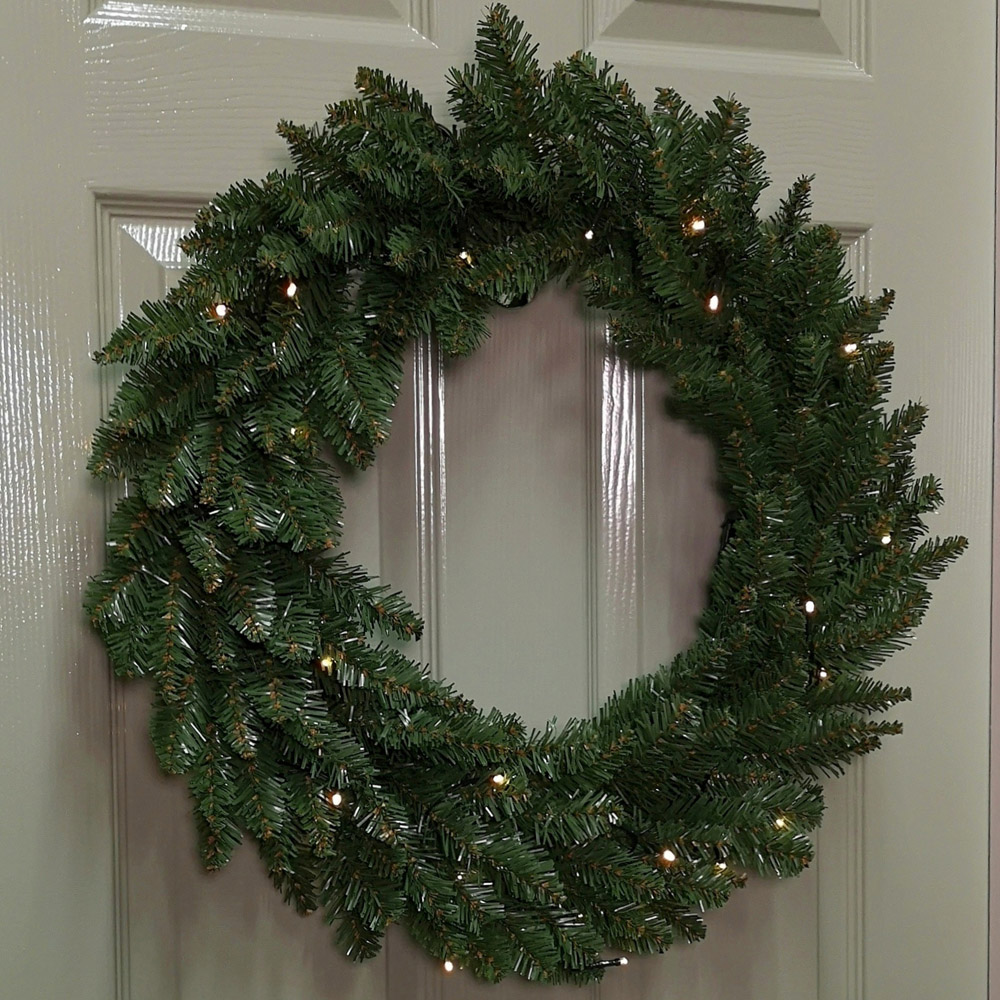 Samuel Alexander Warm White LED Christmas Wreath Green 60cm Image 2