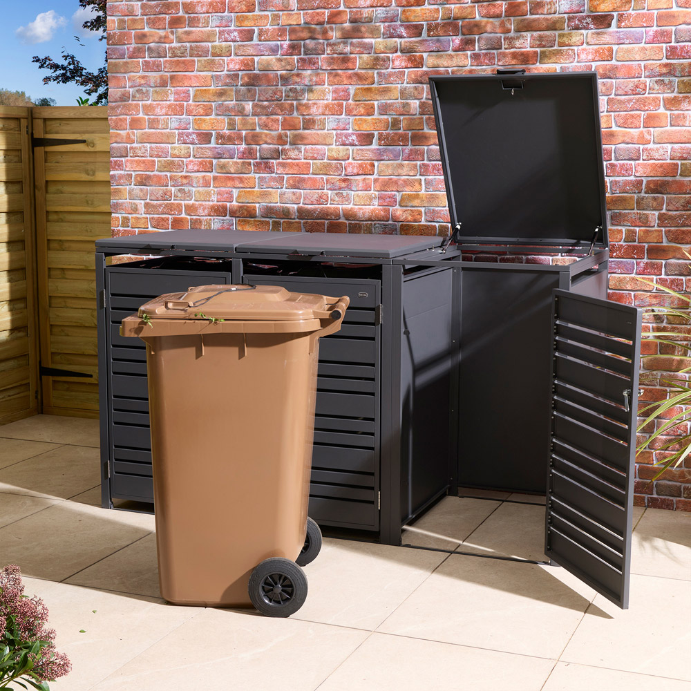 Rowlinson Chelsea Anthracite 3 Wheelie Bin Store Image 5