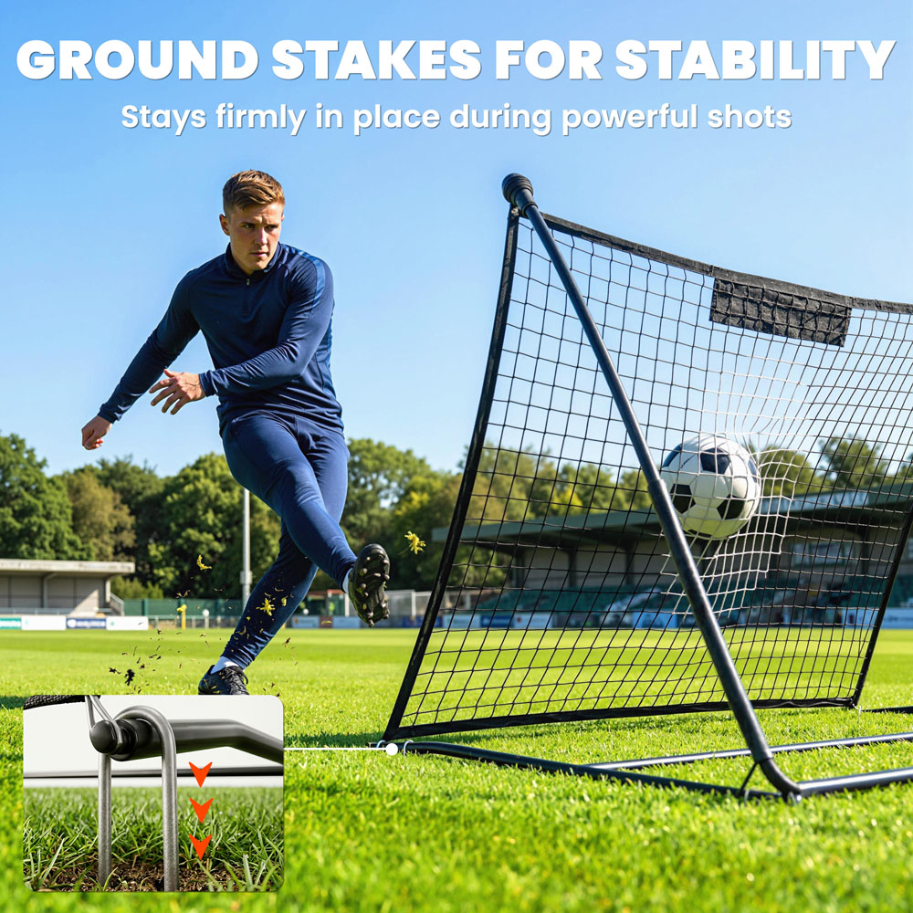 SPORTNOW Black Football Rebounder Net with Carry Bag and Ground Stakes 95 x 150 x 100cm Image 6