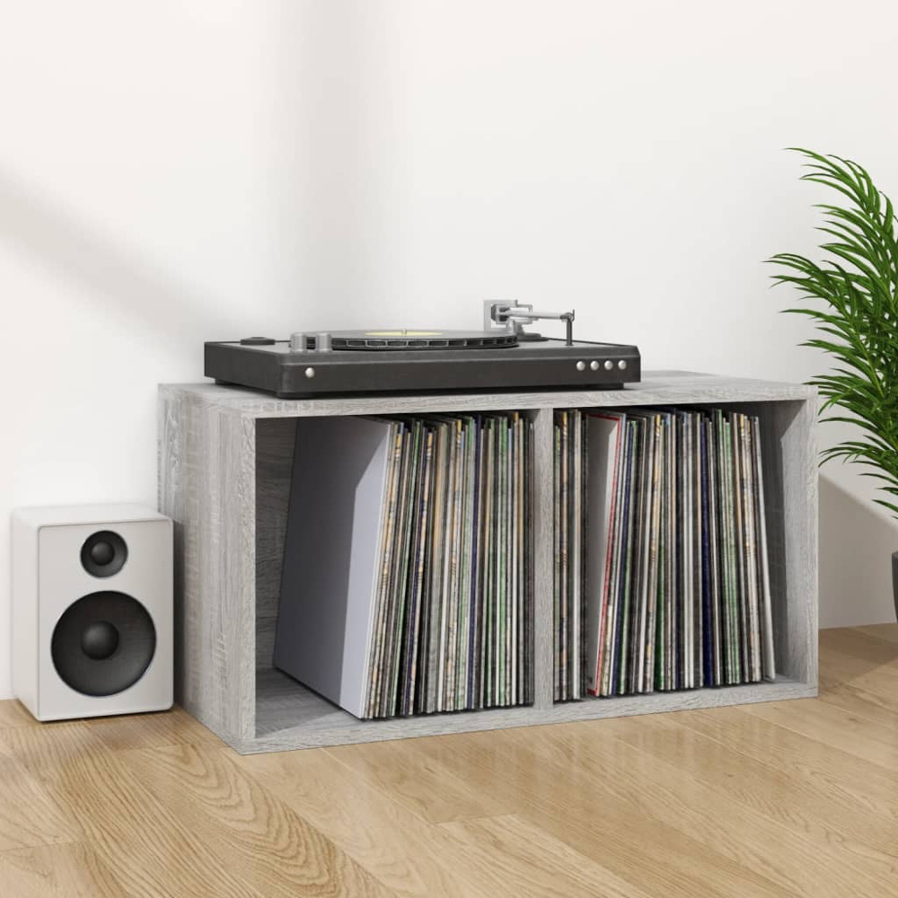 vidaXL 2 Open Shelf Grey Sonoma LP Storage Unit Image 2
