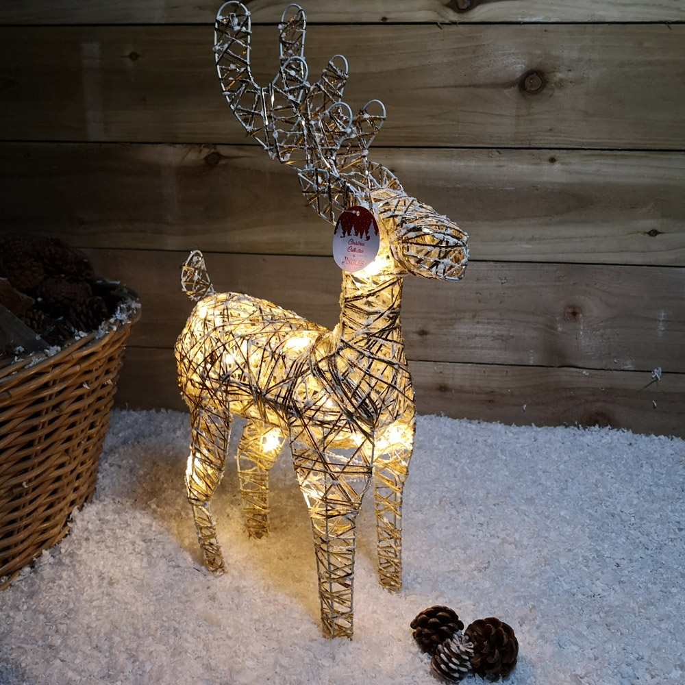 Samuel Alexander Gold Wicker Reindeer LED Christmas Decoration 50cm Image 6