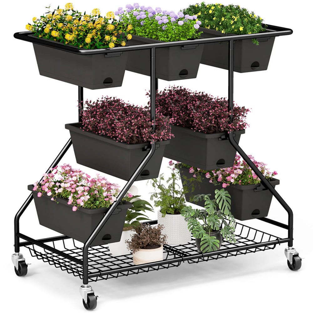 Costway Black 3 Tier Vertical Raised Garden Bed Image 1