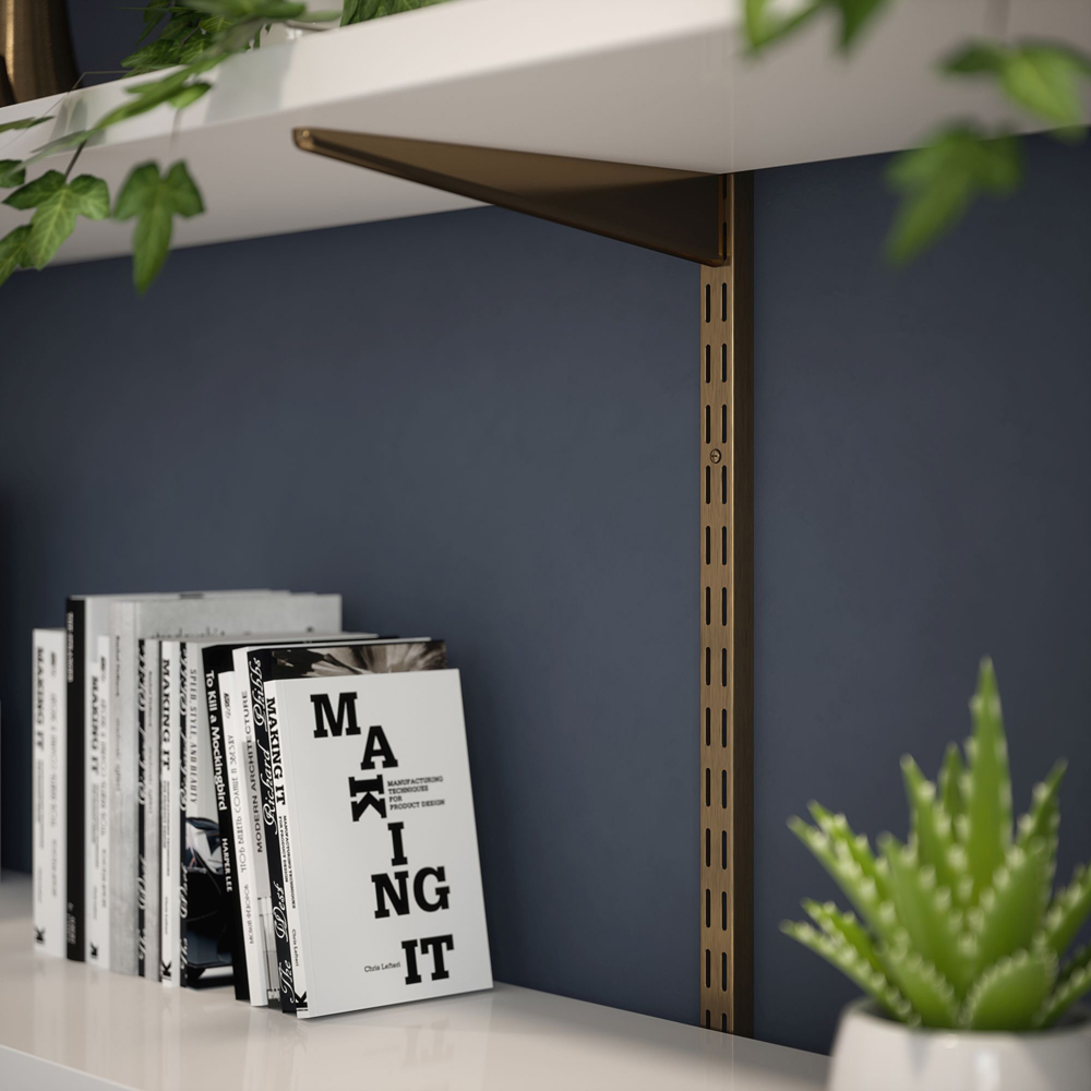 Rothley Antique Brass Twin Slot Shelving Kit 4.5 inch Brackets and 78 inch Uprights Image 2