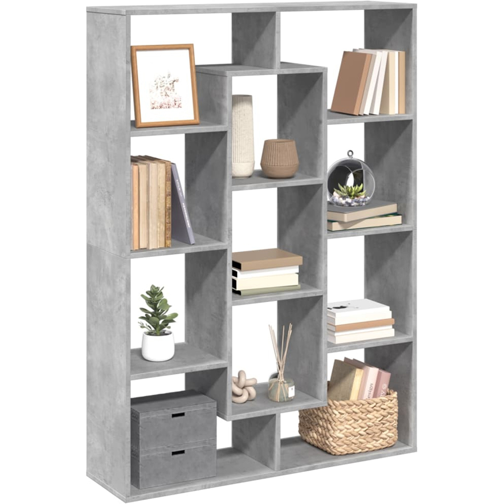 vidaXL 11 Shelf Concrete Grey Bookcase Image 4