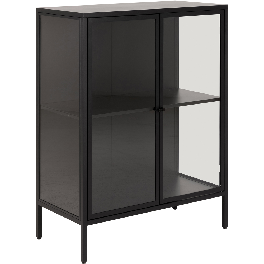 Florence Newcastle 2 Door 2 Shelf Matt Black Low Display Cabinet Image 2