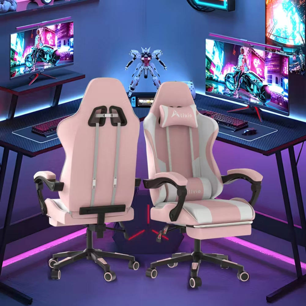 Alivio Pink Ergonomic Massage Gaming Chair Image 5