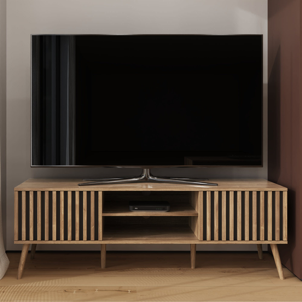 GFW Rowan Oak Louvered TV Unit Image 5