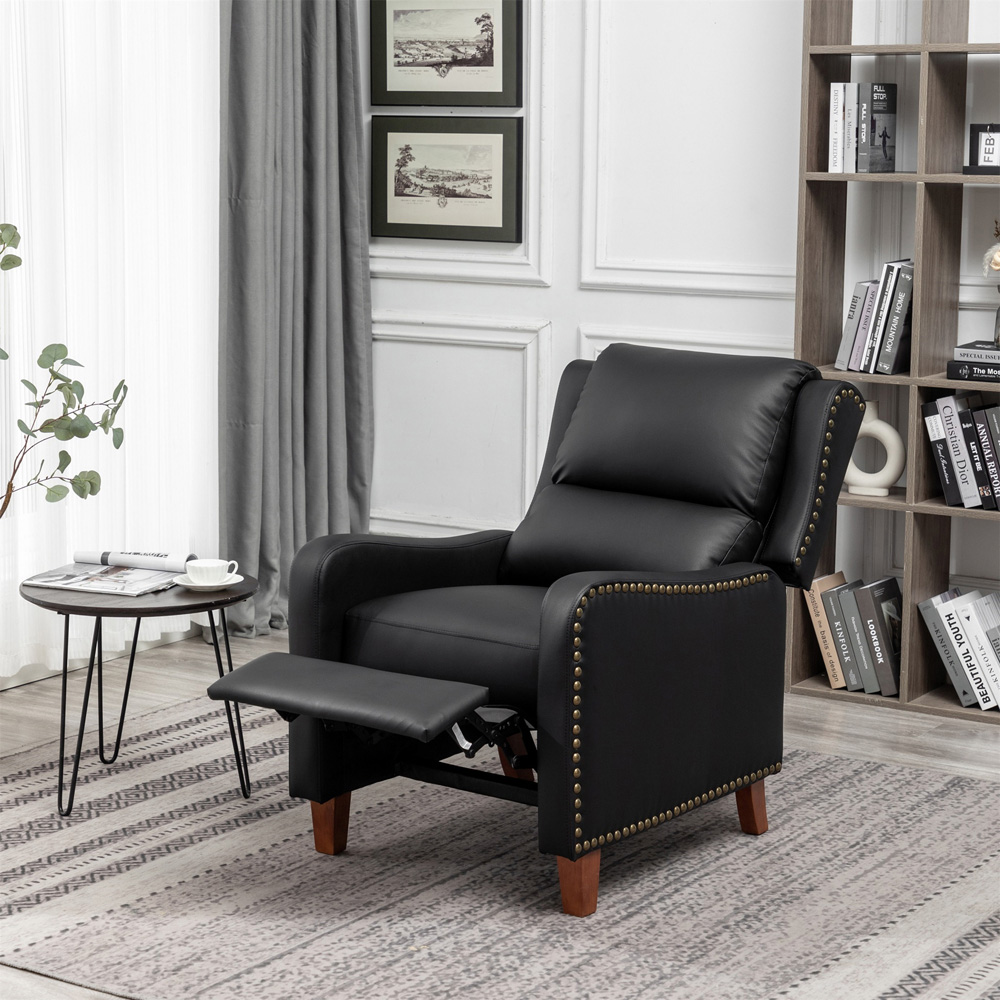 Furniture One Black Leather Pushback Recliner Chair Image 3