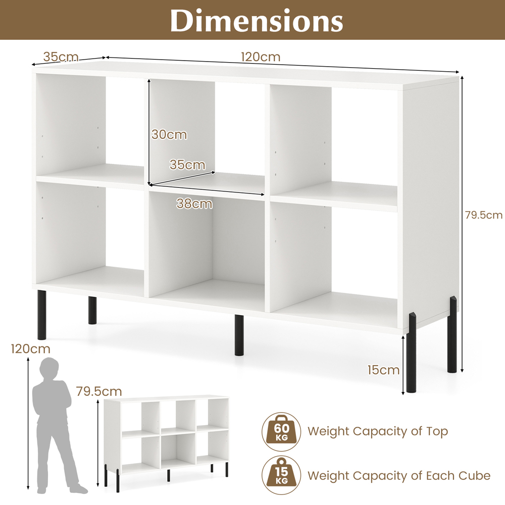 Costway 6 Cube White Metal Leg Bookshelf Image 9