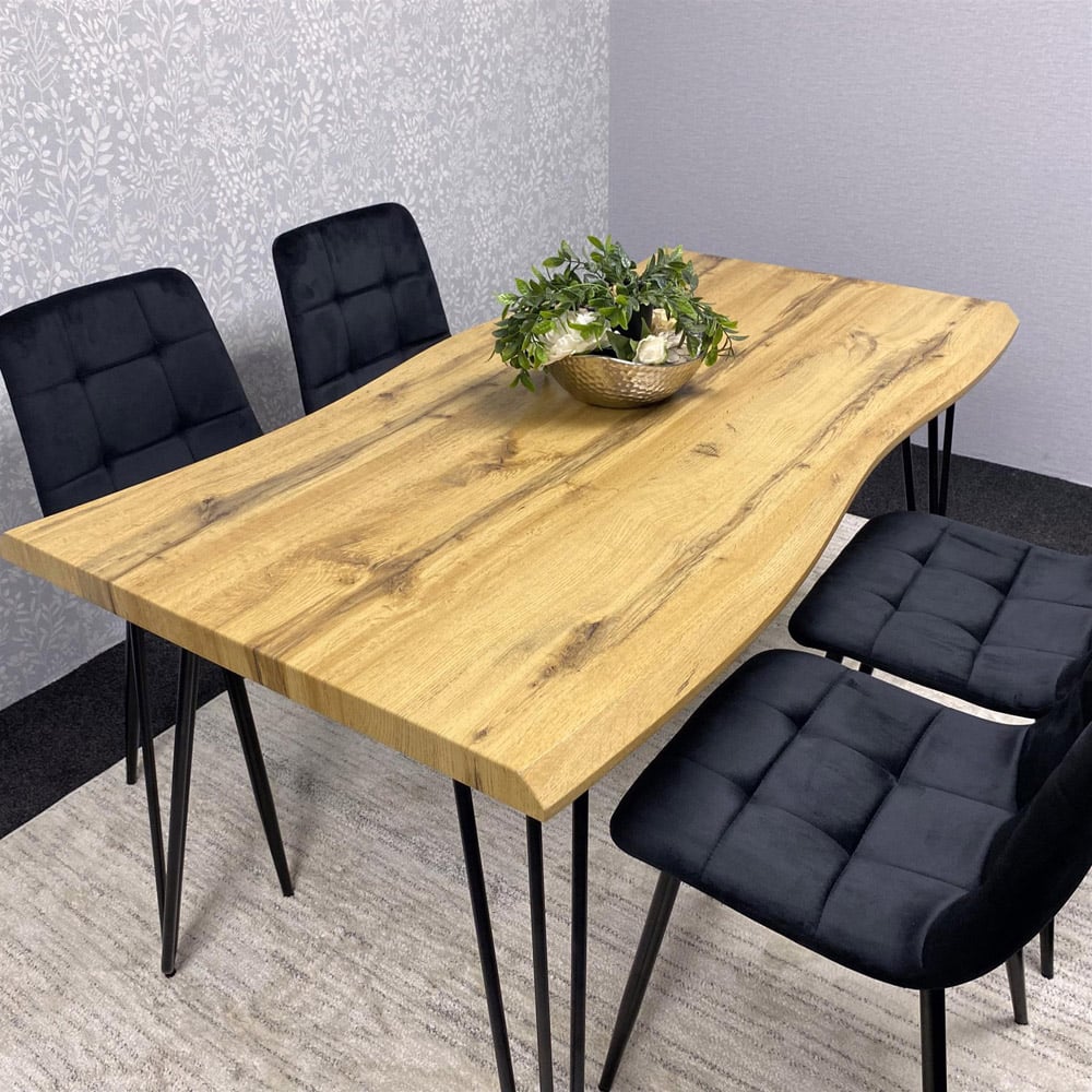 Kosy Koala 4 Seater Wood and Velvet Dining Set Black Image 2