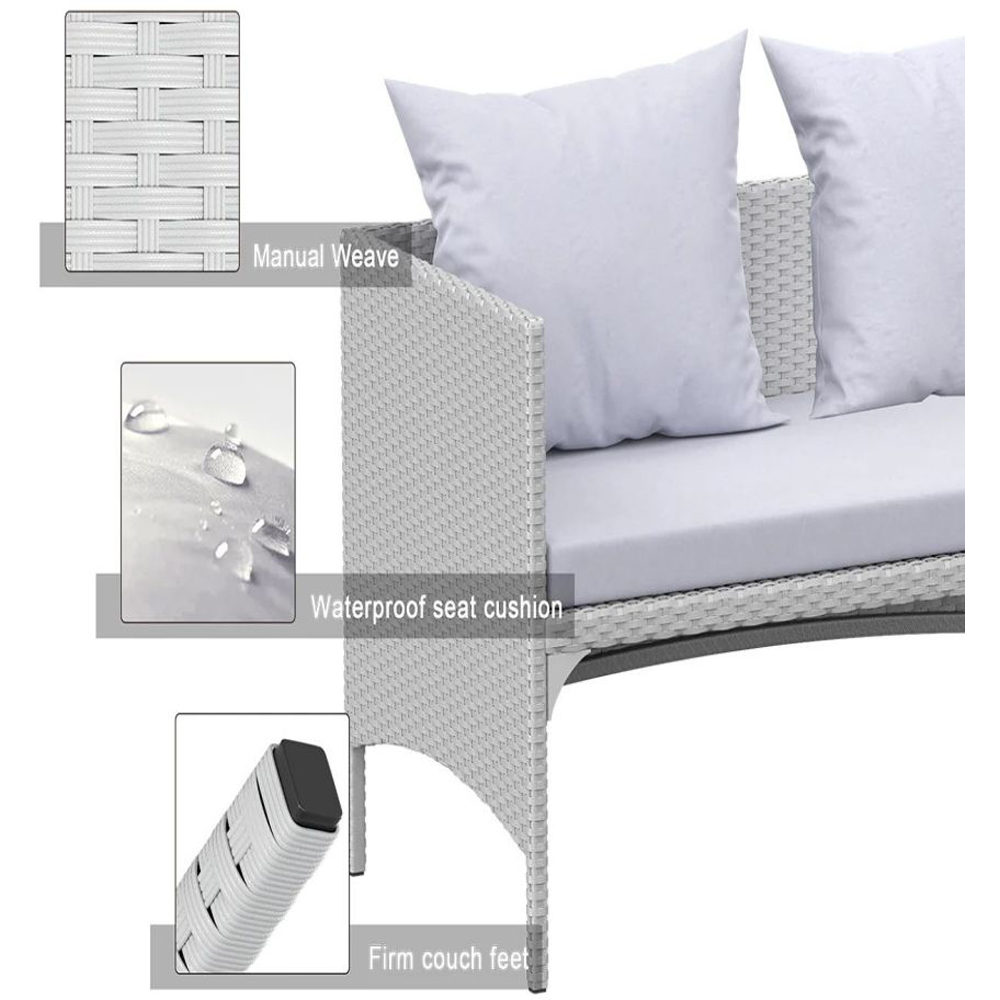 Rattrix 3 Seater Grey Rattan Garden Chaise Conversation Set with Cushion Image 6