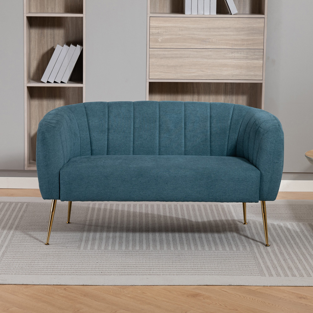 Artemis Home Stanton 2 Seater Teal Fabric Shell Accent Sofa Image 3