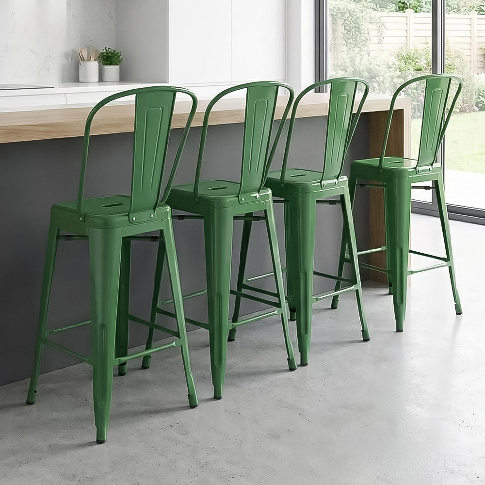 FWStyle Green Gloss Metal Bar Chair 4 Pack Image 1
