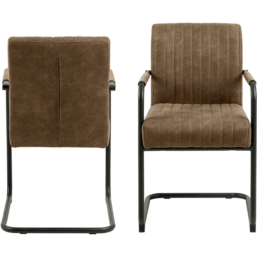 Florence Adele Set of 2 Light Brown Fabric Dining Chairs Image 2