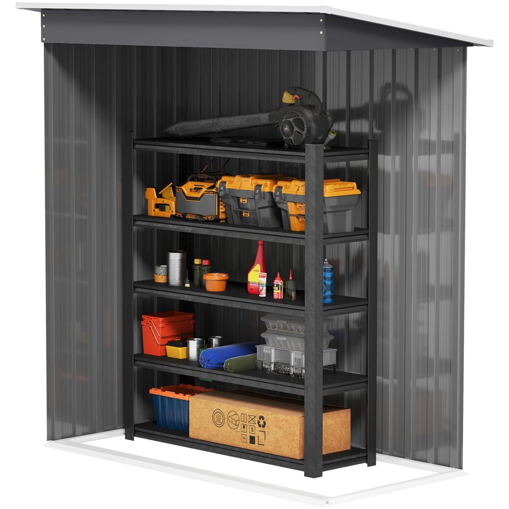 Outsunny 5 x 2.5ft Grey Sloped Roof Garden Storage Shed with Sliding Door Image 3