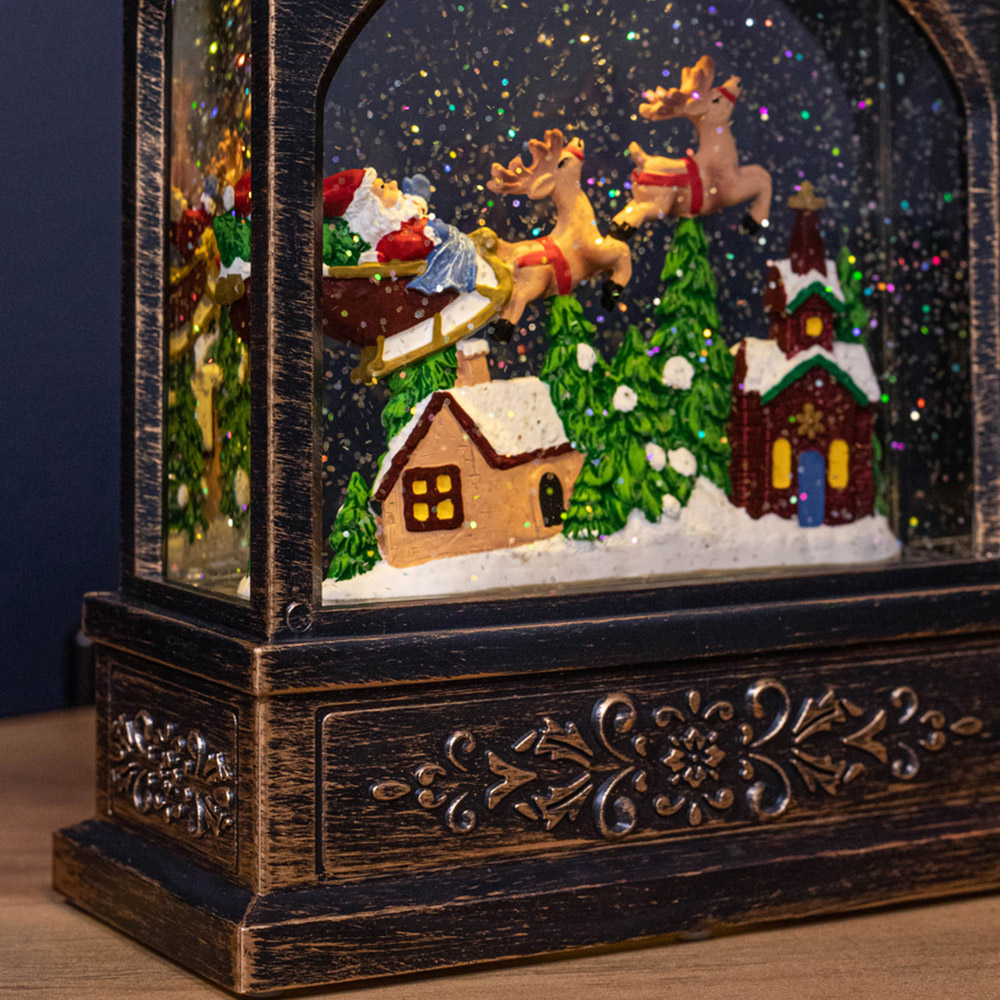 Samuel Alexander Santa Warm White LED Christmas Water Spinner Bronze Lantern 28cm Image 4