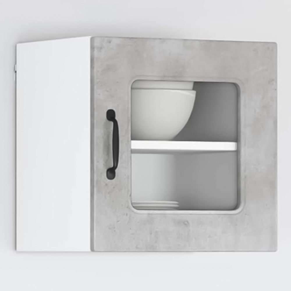 vidaXL Kalmar Single Glass Door Concrete Grey Wall Mounted Kitchen Cabinet Image 1