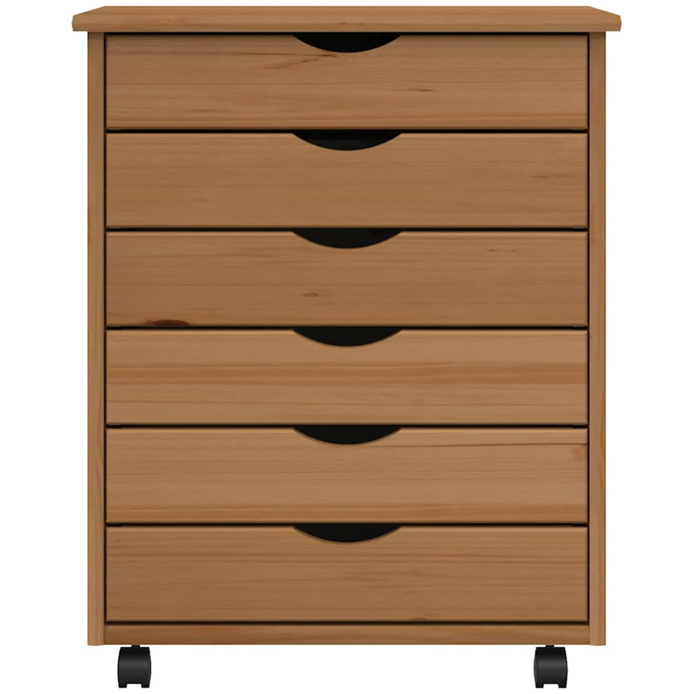 vidaXL Moss 6 Drawer Honey Brown Solid Pine Mobile Chest of Drawers Image 4