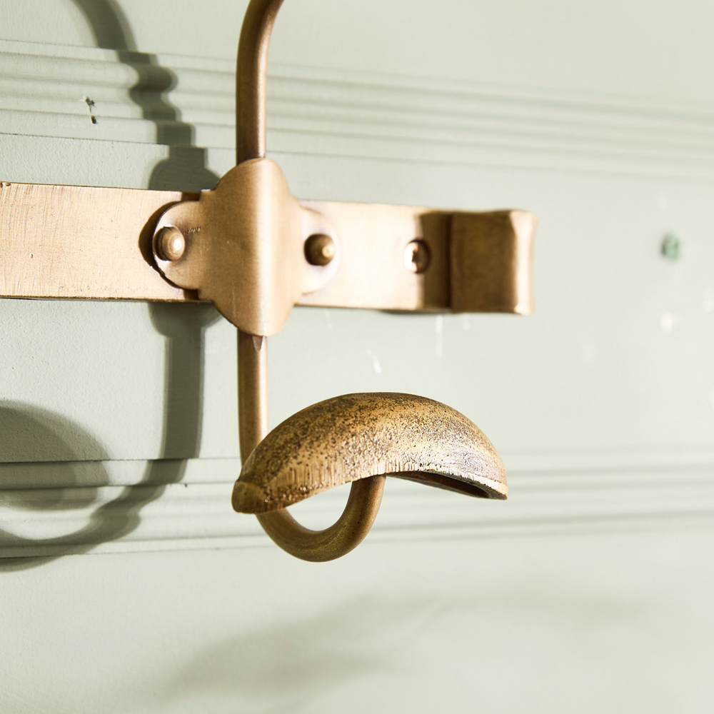 Dibor Duke Antique Brass Metal Wall Mounted 2 Hook Rack Image 4
