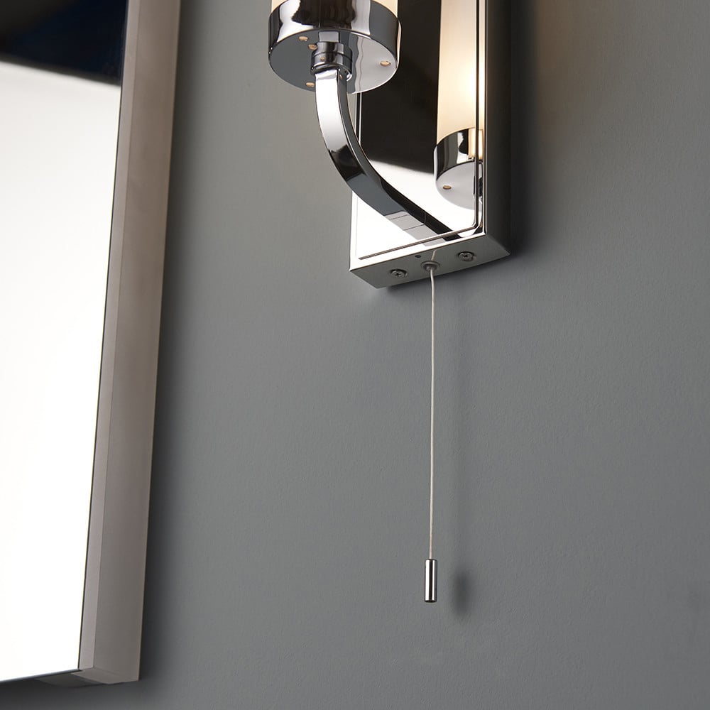 Merano Fano Chrome and Frosted Glass Bathroom Wall Lamp Image 5