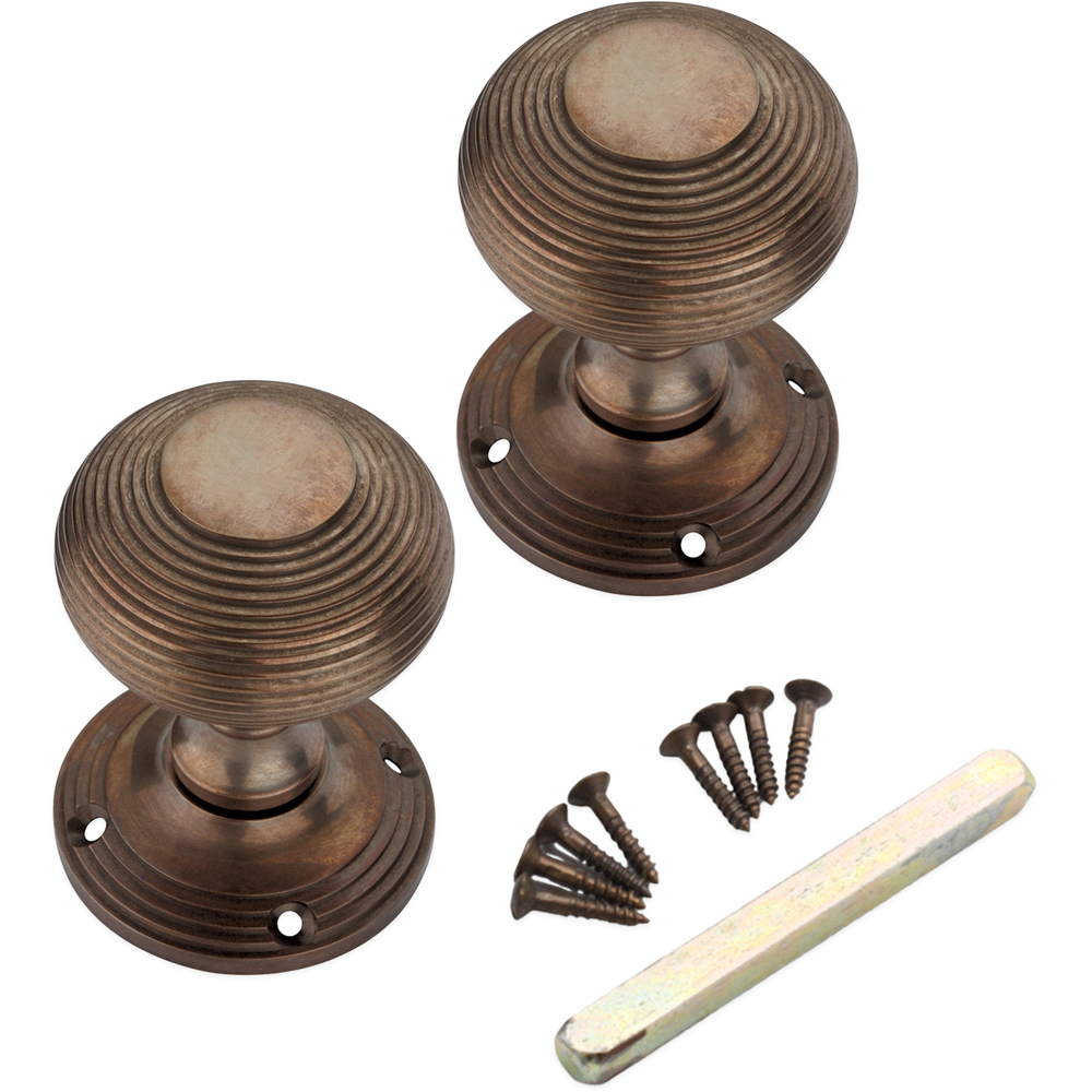 Spira Brass Antique Beehive Door Knob 2 Pack Image 4