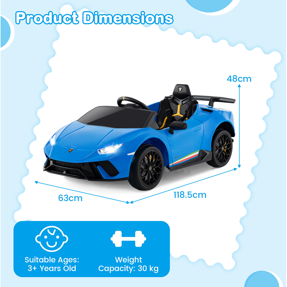Costway Blue Kids Ride On Lamborghini Car with Remote Control Image 9