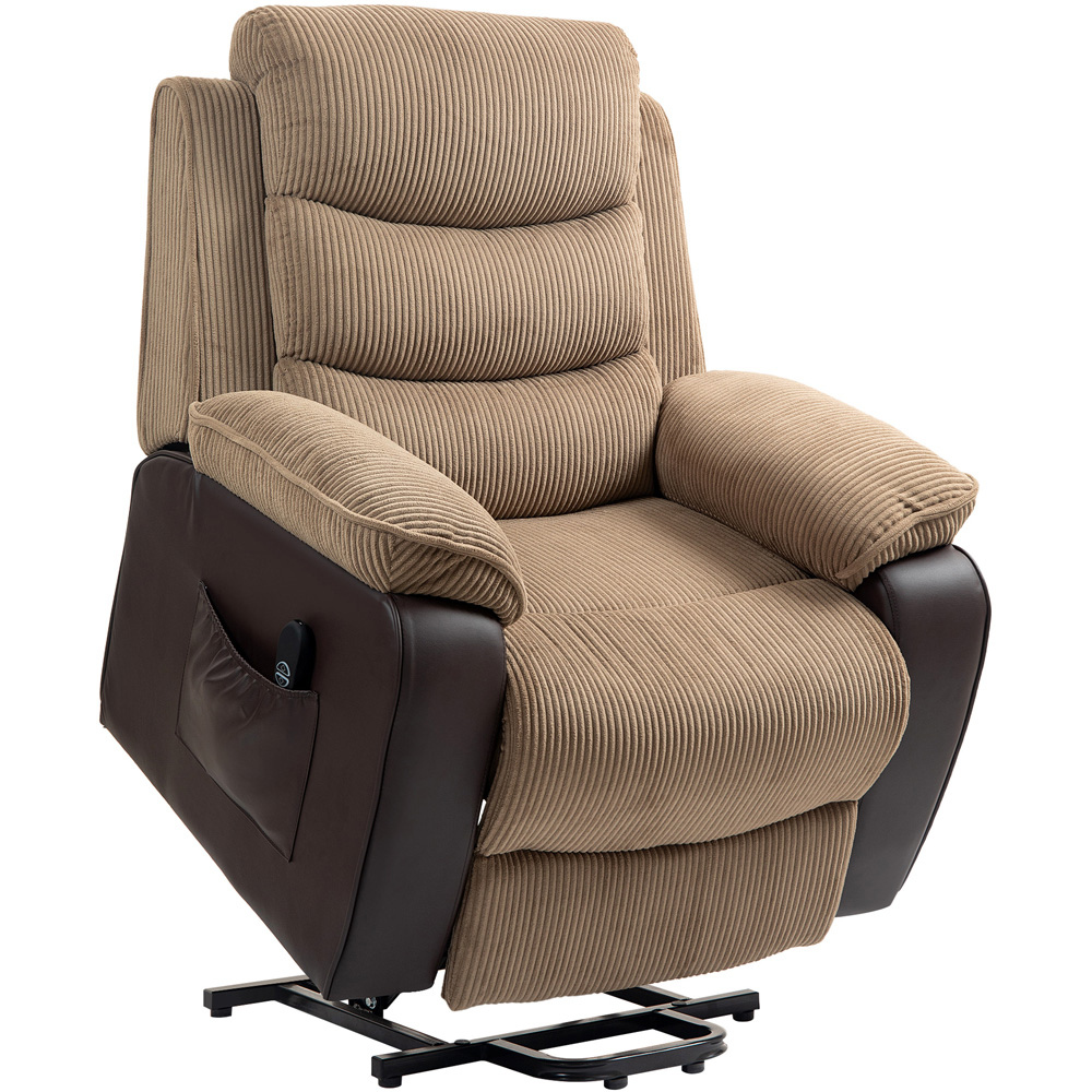 HOMCOM Brown Patchwork Design Electric Power Lift Elderly Recliner Armchair Image 2