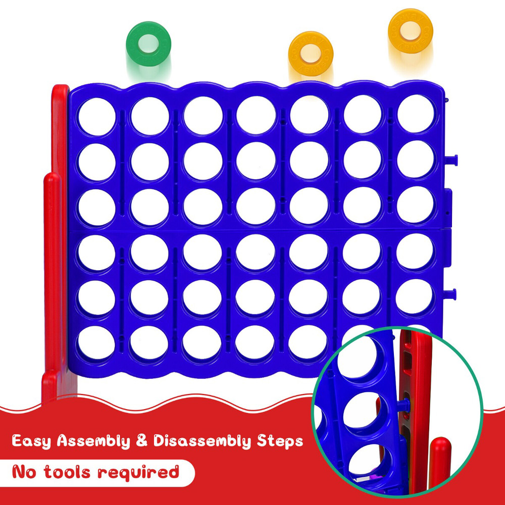 Costway Red and Blue Giant 4 In A Row Connect Game Set with 42 Rings Image 8