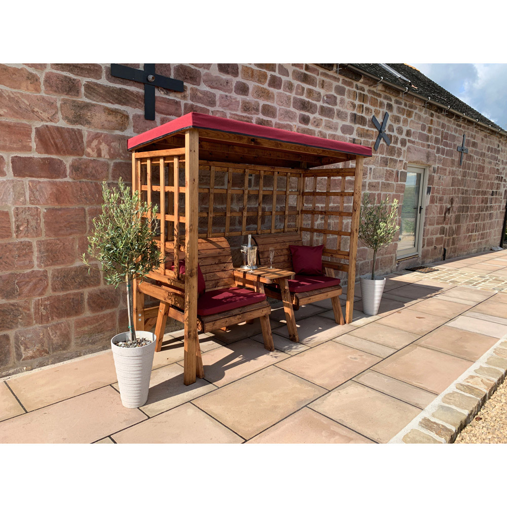 Charles Taylor Henley 2 Seater Arbour with Burgundy Roof Cover Image 9