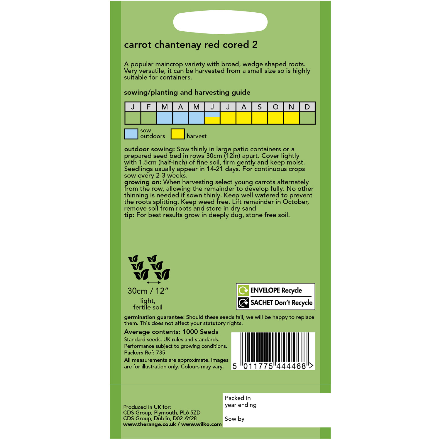 Wilko Chantenay Red Core Carrot Seeds Image 2