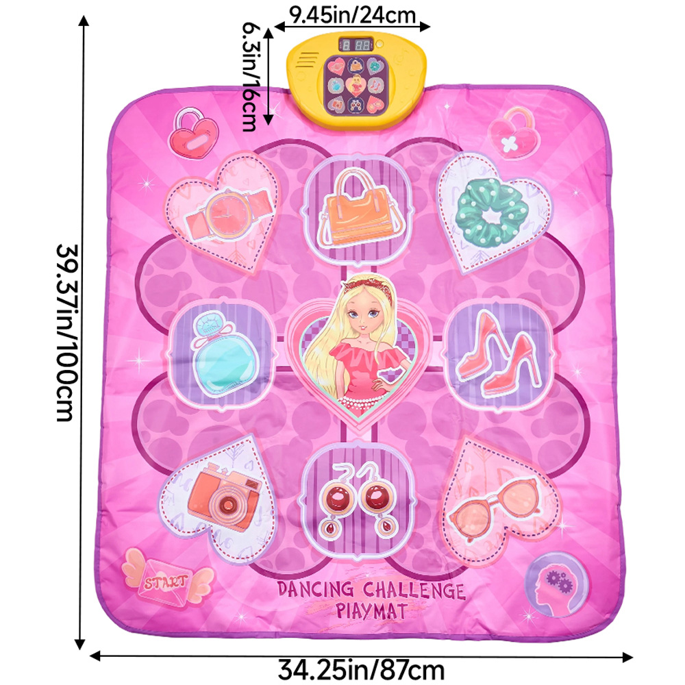 H&O Direct Kids Pink Dance Mat with 2 Game Modes 100 x 87cm Image 5